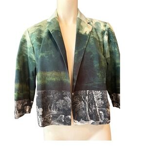 Dries van noten Forest Landscape Open Front Blazer Woodland Art to wear Jacket